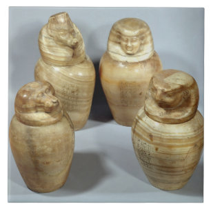 Carreau Pots de Canopic de Hor-IR-aa, Saite (albâtre)