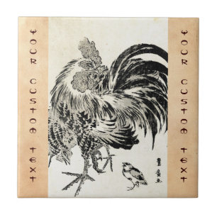 Carreau poulet à l'encre à l'ukiyo-e vintage japonais Cool