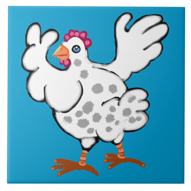 Carreau Poulet battant ses ailes (Devant)