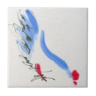 Carreau Poulet blanc. Calligraphie et aquarelle