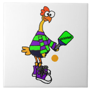 Carreau Poulet en caoutchouc drôle jouant Pickleball