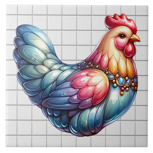 Carreau Poulet en céramique (Devant)