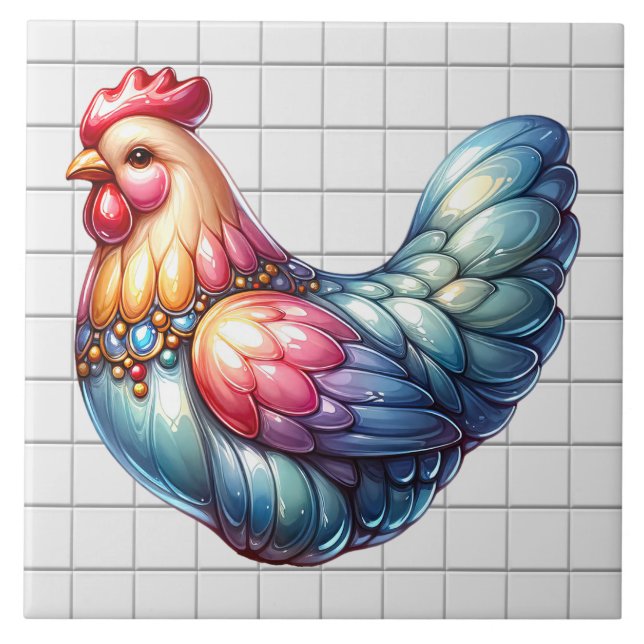 Carreau Poulet en céramique (Devant)