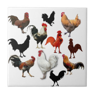 Carreau Poulets rustiques vintages de collage de coq