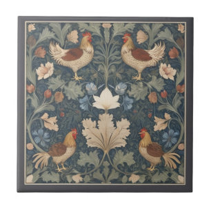 Carreau Poulets William Morris style Vintage poulet