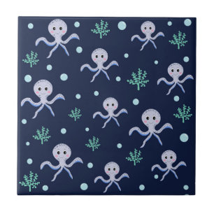 Carreau Poulpe sous le motif enfants de la mer