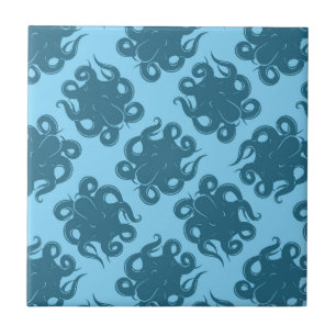Carreau Poulpe sur le motif bleu