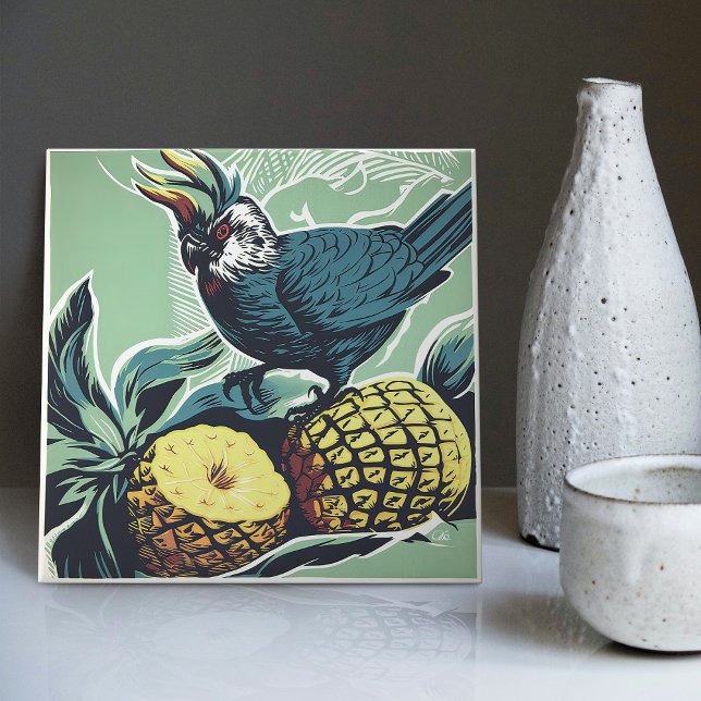 Carreau Poursuite d'ananas de Cockatoo : Inspiré du milieu (Créateur téléchargé)