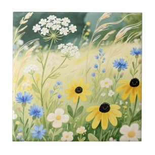 Carreau Prairie de fleurs sauvages fantaisiste