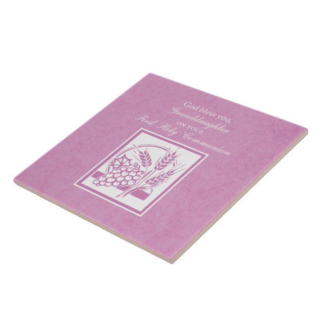 Carreau Première communion de la petite-fille, rose (Côté)