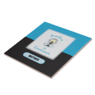 Carreau Première communion de petit-fils, tasse bleue