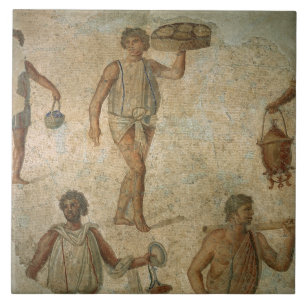 Carreau Préparations pour un banquet, fragment de marbre,