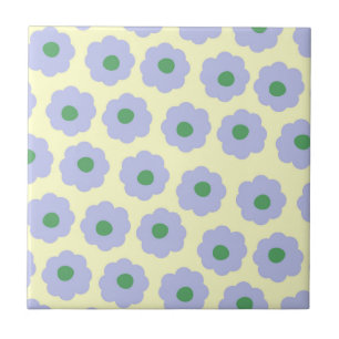 Carreau Preppy Blue Green mignonne Hippie Flower Motif