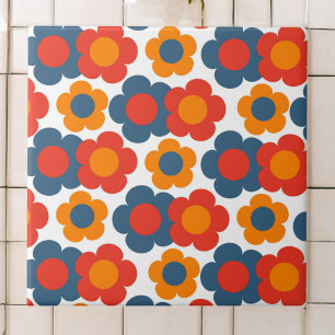 Carreau Preppy Blue Orange Hippie Motif