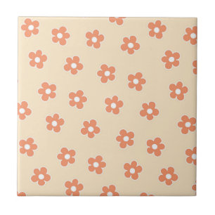 Carreau Preppy Peach White Hippie Flower Motif