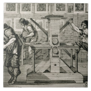 Carreau Presse typographique française, 1642 (gravure)