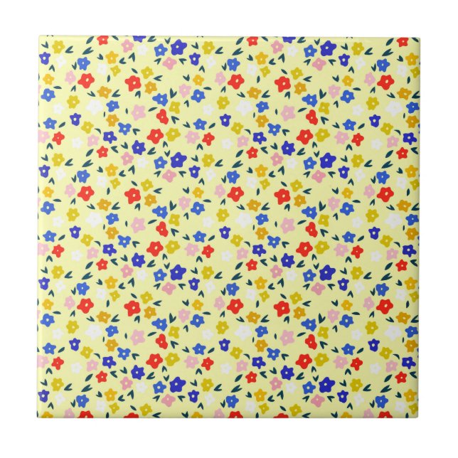 Carreau Pretty Dainty Cute Floral on Pastel Yellow (Devant)