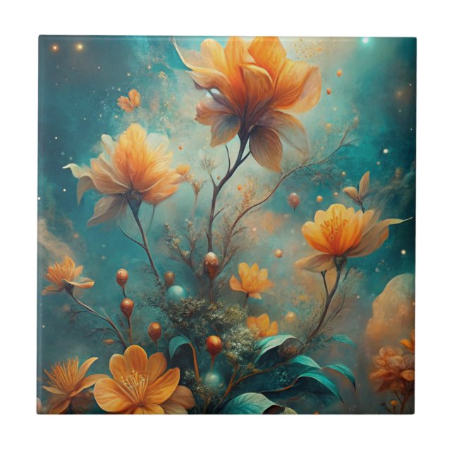 Carreau Pretty Orange Flowers  (Devant)