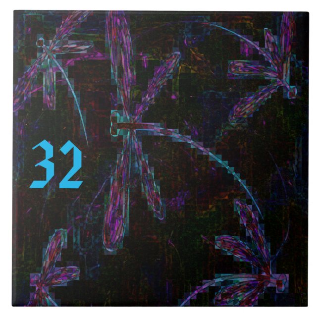 Carreau Pretty Pink and Purple Dragonflies (Devant)