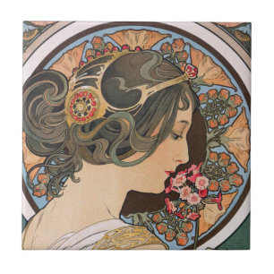Carreau Primevère par Alphonse Mucha - art vintage Nouveau