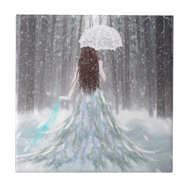 Carreau Princesse abstraite de neige d'hiver d'ange (Devant)