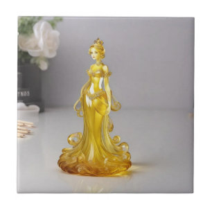 Carreau princesse en verre cristal avec robe jaune