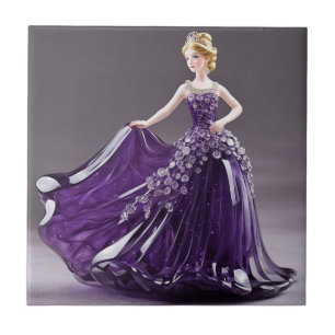 Carreau princesse en verre cristal avec robe violette
