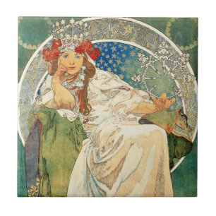 Carreau Princesse Hyacinth Tile d'Alphonse Mucha