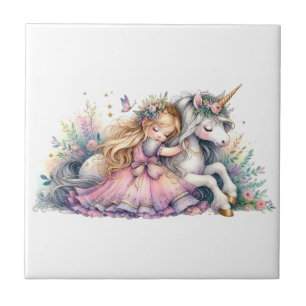 Carreau Princesse Licorne Pastel Conte de Fée Fantastique