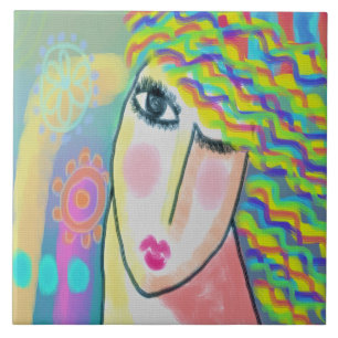 Carreau Printemps Abstrait peinture numérique d'une femme