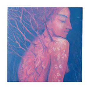 Carreau Printemps Éveil Dryad Imaginaire Fille Forêt magiq