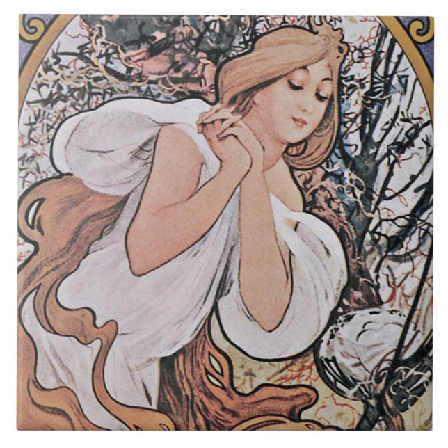 Carreau Printemps (quatre saisons), Mucha (Devant)
