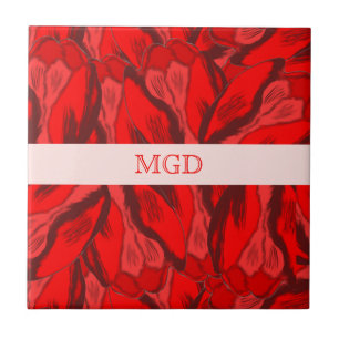 Carreau Profusion de Nouveau d'art des tulipes rouges avec