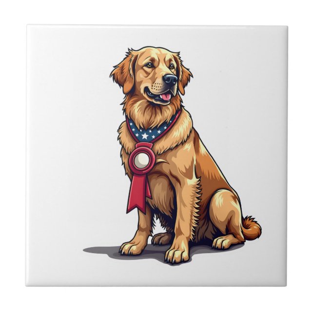 Carreau Proud American Golden Retriever Vintage Tee 4 (Devant)