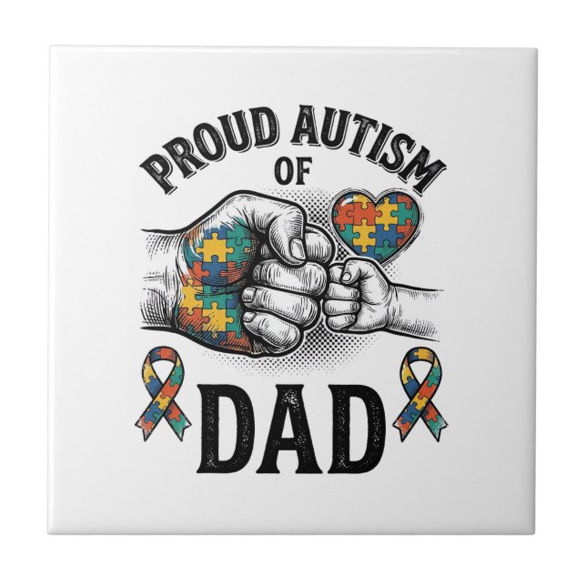 Carreau Proud Autism Dad Vintage Engraving Awareness Shirt (Devant)