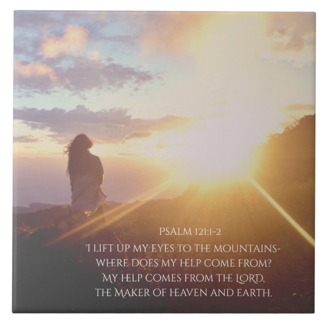 Carreau Psaume 121:1-2 Mon aide vient de l'Éternel (Devant)