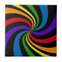 Psychedelic Rainbow Swirl Bold Black Abstrait Wild