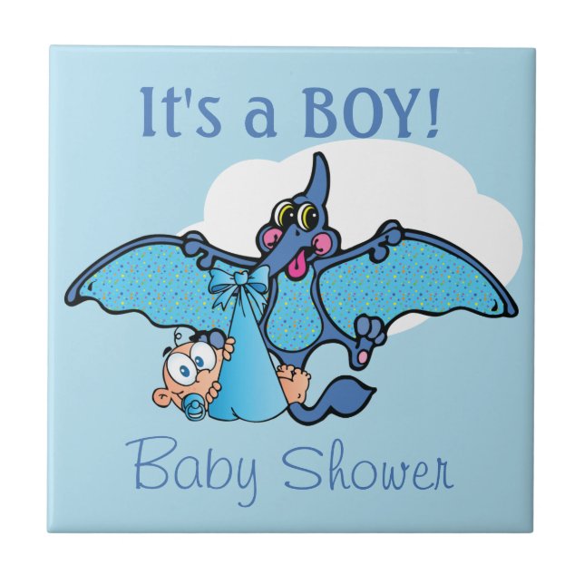 Carreau Pterodactyl Dinosaur C'est un Baby shower garçon (Devant)