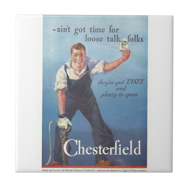 Carreau Publicité Chesterfield Cigarettes vintage (Devant)