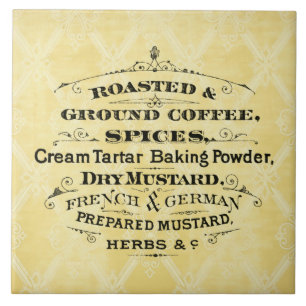 Carreau Publicité Vintage sur le café et les épices typogr