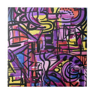 Carreau Punchbowl-Bold Coloré Peinture Manuelle Art Abstra