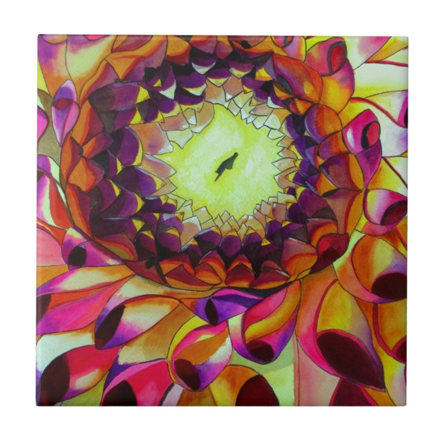 Carreau Purple Dahlia abstract original flower art (Devant)