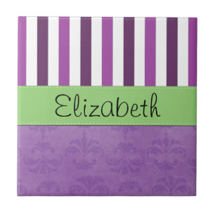 Carreau Purple Damask, Purple Stripes, Stripe, Votre Nom