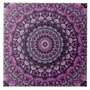 Carreau Purple et Lavender Mandala Motif Design