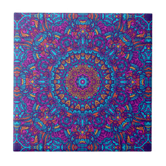 Carreau Purple, Turquoise, Orange & Boho Jaune Mandala
