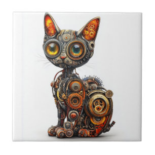 Carreau Purr à la Vapeur � Chat Robot Steampunk