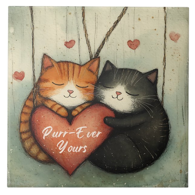 Carreau Purr Ever Vos Boudelles De Chat Kitty Illustré Art (Devant)