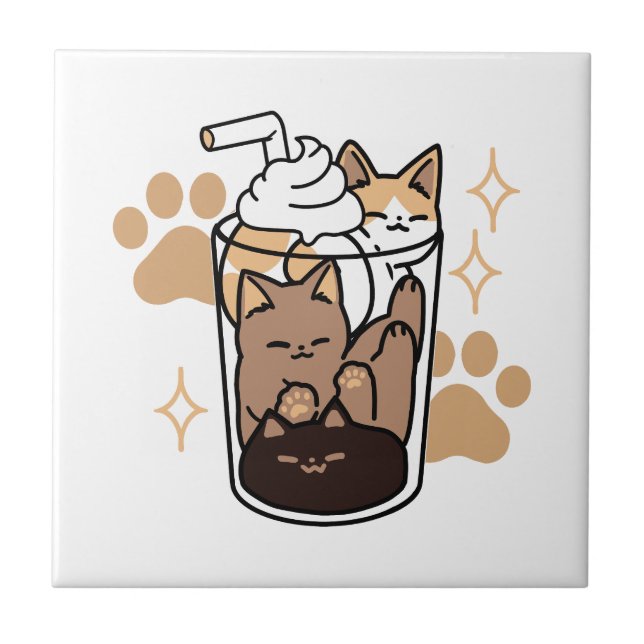 Carreau Purr-fect Blend : Cat and Coffee Art for Pet Lover (Devant)