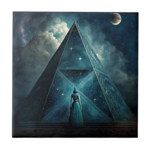 Carreau Pyramide Bleue Surréaliste Art Visionnaire