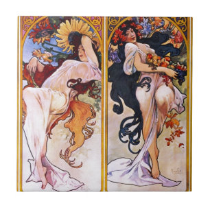 Carreau Quatre Saisons par Alfons Mucha Art Déco Nouveau